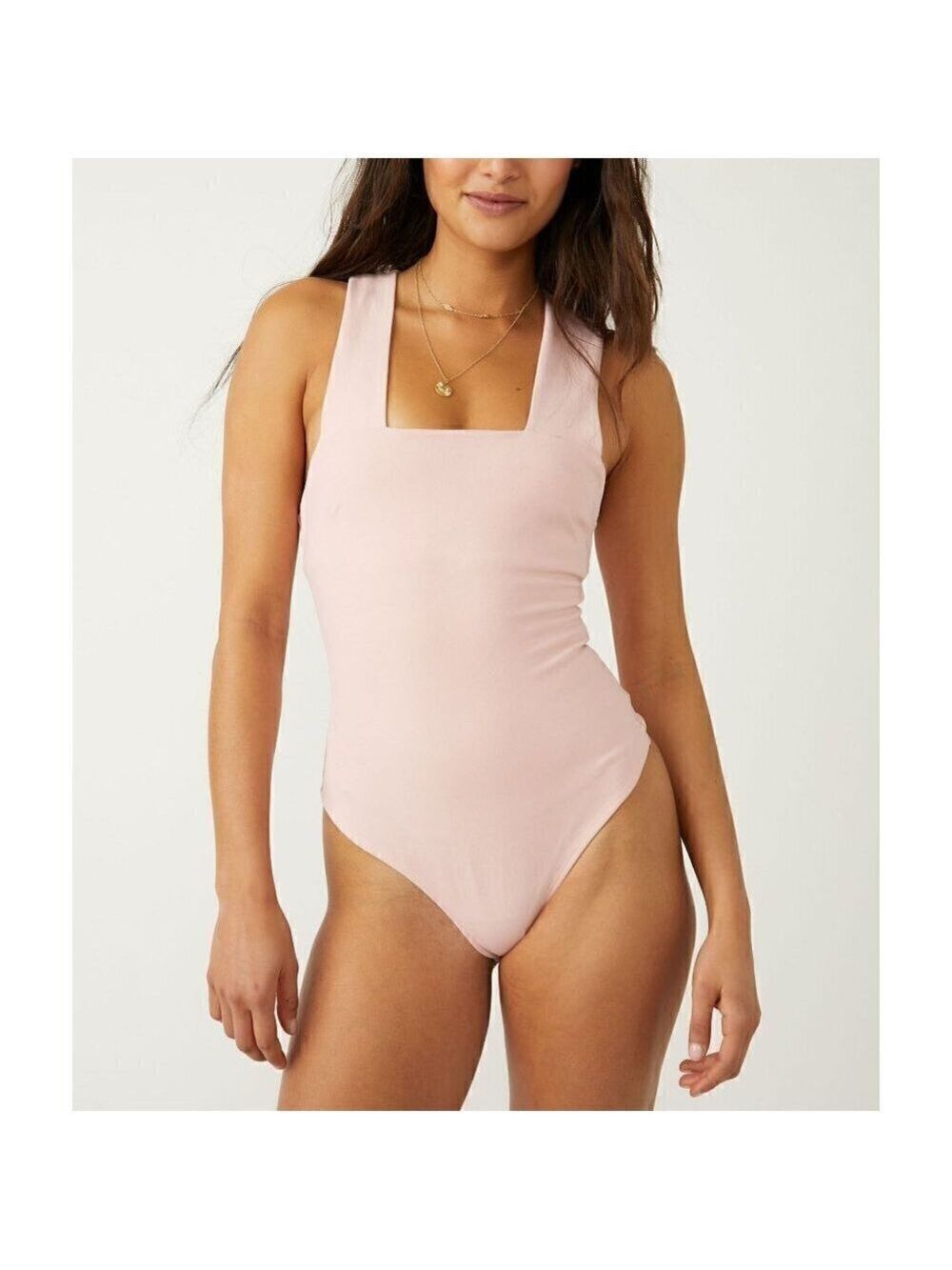 FREE PEOPLE She's So Sleek Bodysuit / Silver Pink